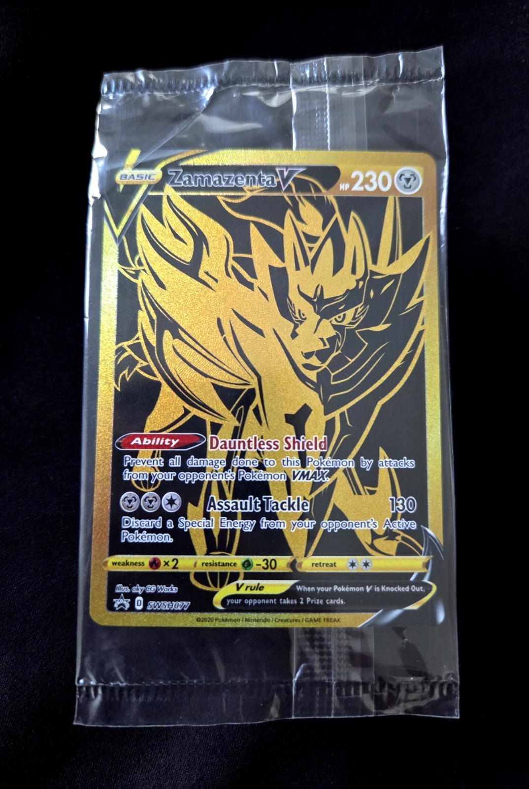 SEALED SWSH077 Zamazenta V Black & Gold Full Art Pokemon TCG Promo Card