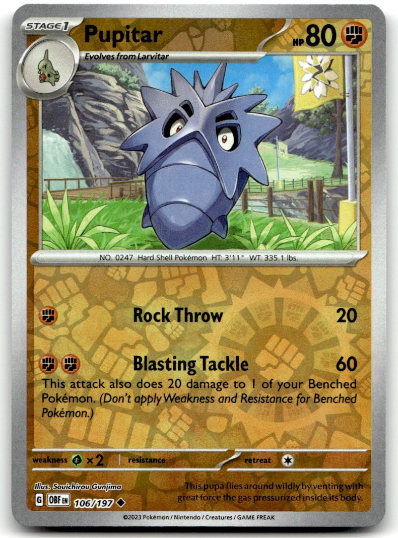 Pupitar 106/197 Uncommon SV03: Obsidian Flames Pokemon Reverse Holofoil Near …