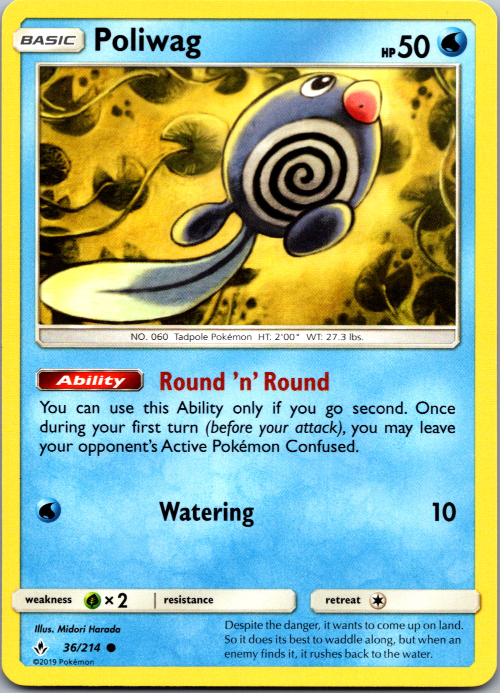 Poliwag (36) #36/214 SM – Unbroken Bonds Midori Harada NM