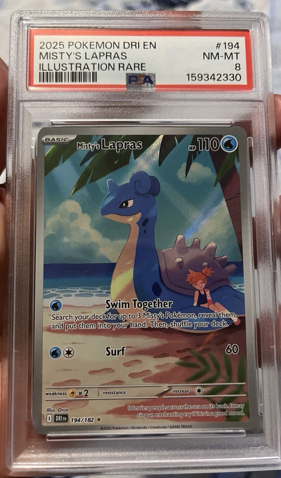 Pokemon TCG Misty’s Lapras 194/182 Destined Rivals Illustration Rare Holo PSA 8