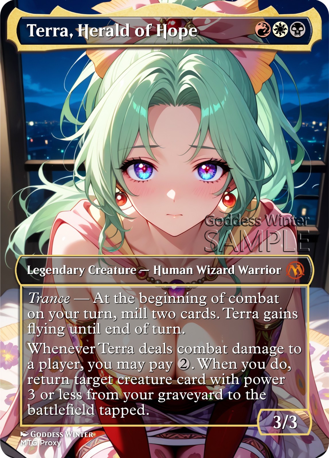 MTG – Terra, Herald of Hope – Fanart Borderless Style – EDH / Playtest