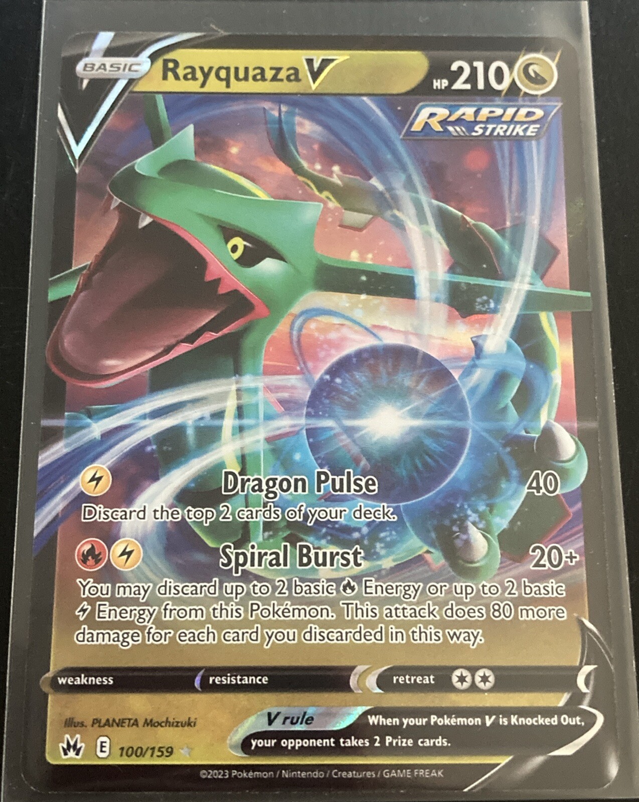Rayquaza V 100/159 Crown Zenith Ultra Rare Holo Pokemon TCG Card NM/MINT