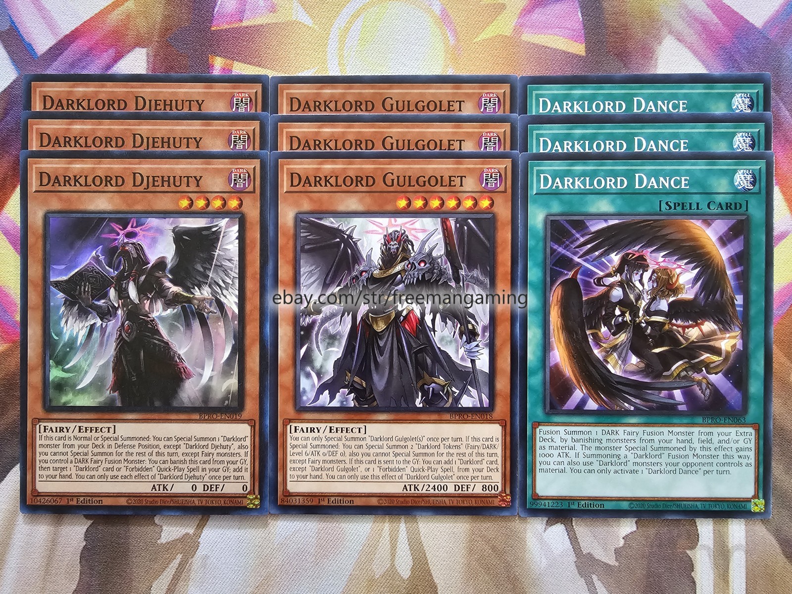 Yugioh Darklord Deck Core Set 9 card BPRO-EN019 018 063 Djehuty Gulgolet Dance