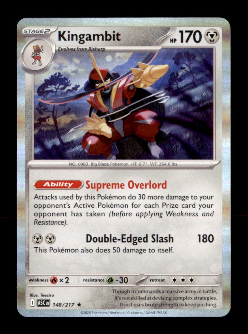 Kingambit 148/217 Rare Ascended Heroes Pokemon Holo Near Mint