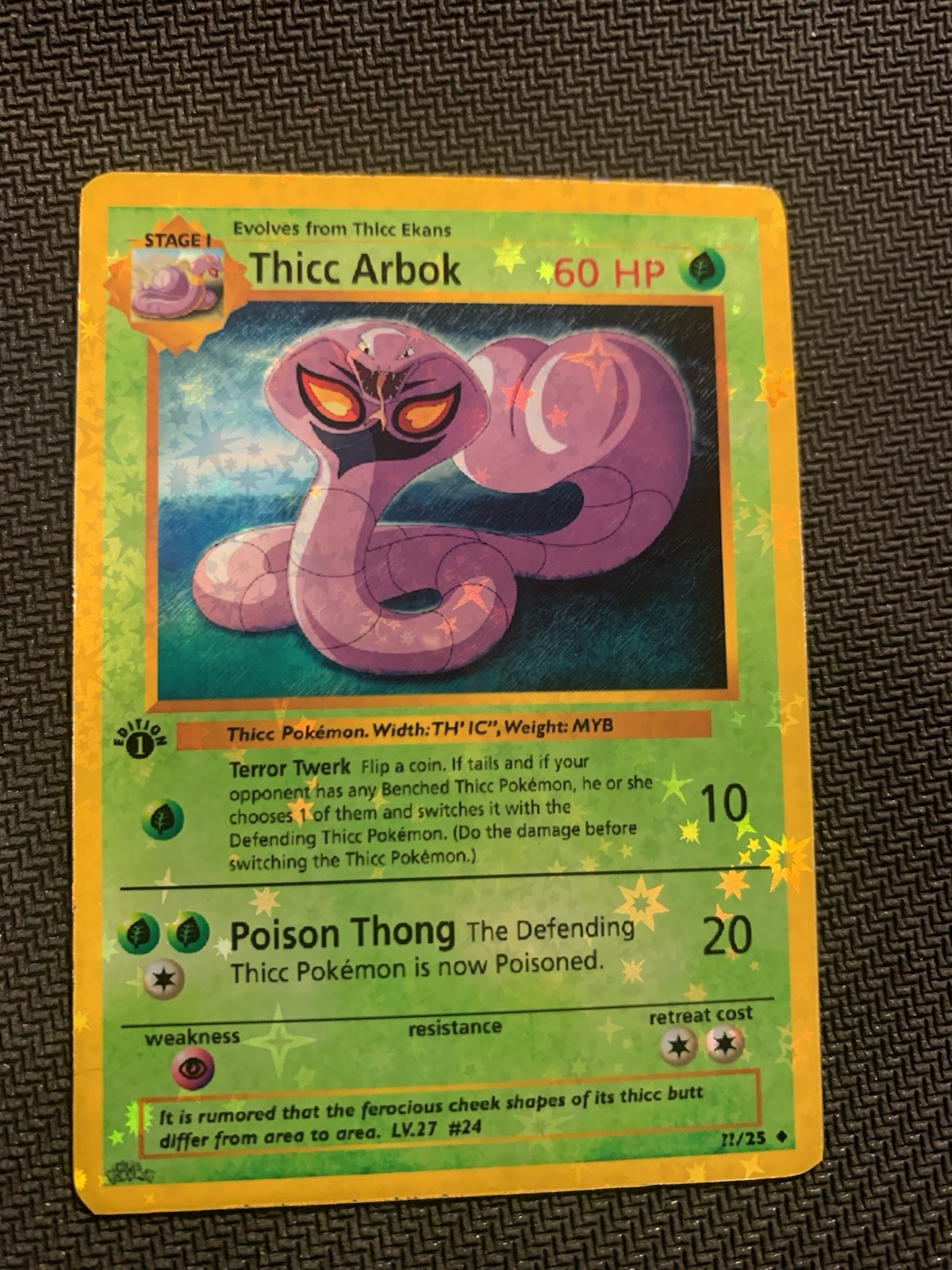 Thicc Arbok (Alternative Custom Art ) Holografic Card