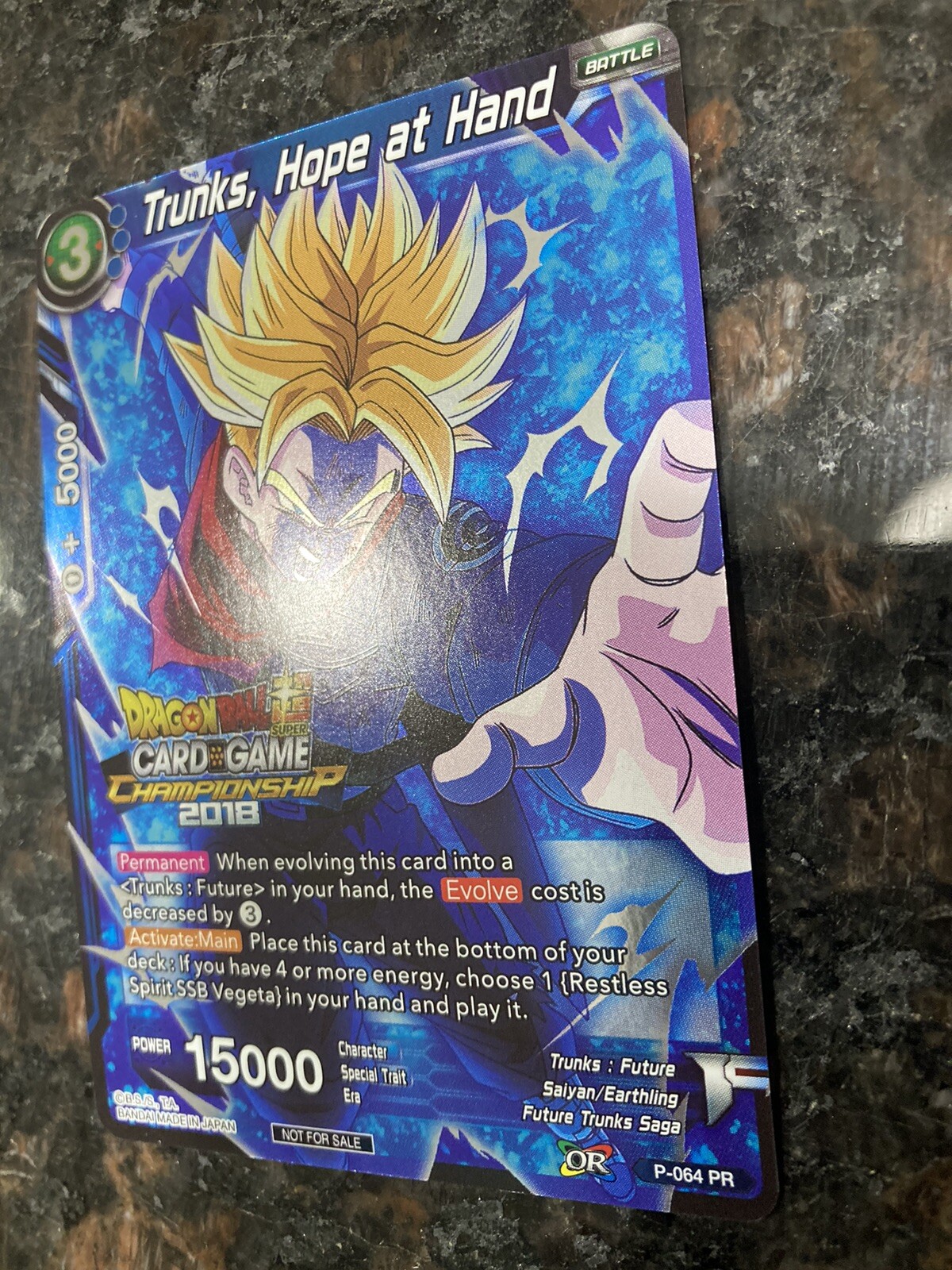 Trunks Hope at Hand P-064 Championship 2018 Foil Dragon Ball Super Card Game NM