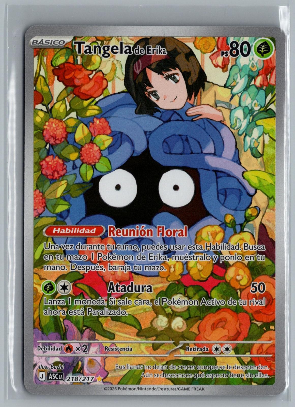 Erika’s Tangela 218/217 Illustration Rare Ascended Heroes Pokemon Holo SPANISH