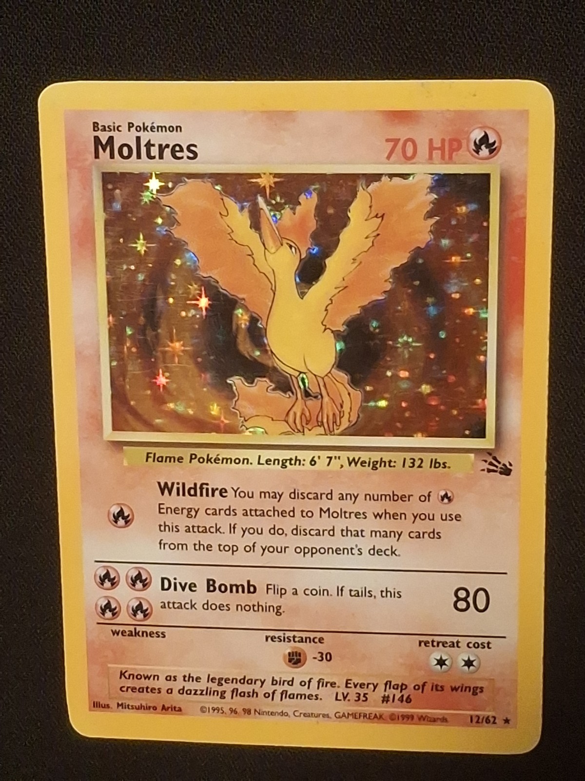 Moltres 12/62 MP Fossil Holo WOTC Pokémon Any 3 Free Ship