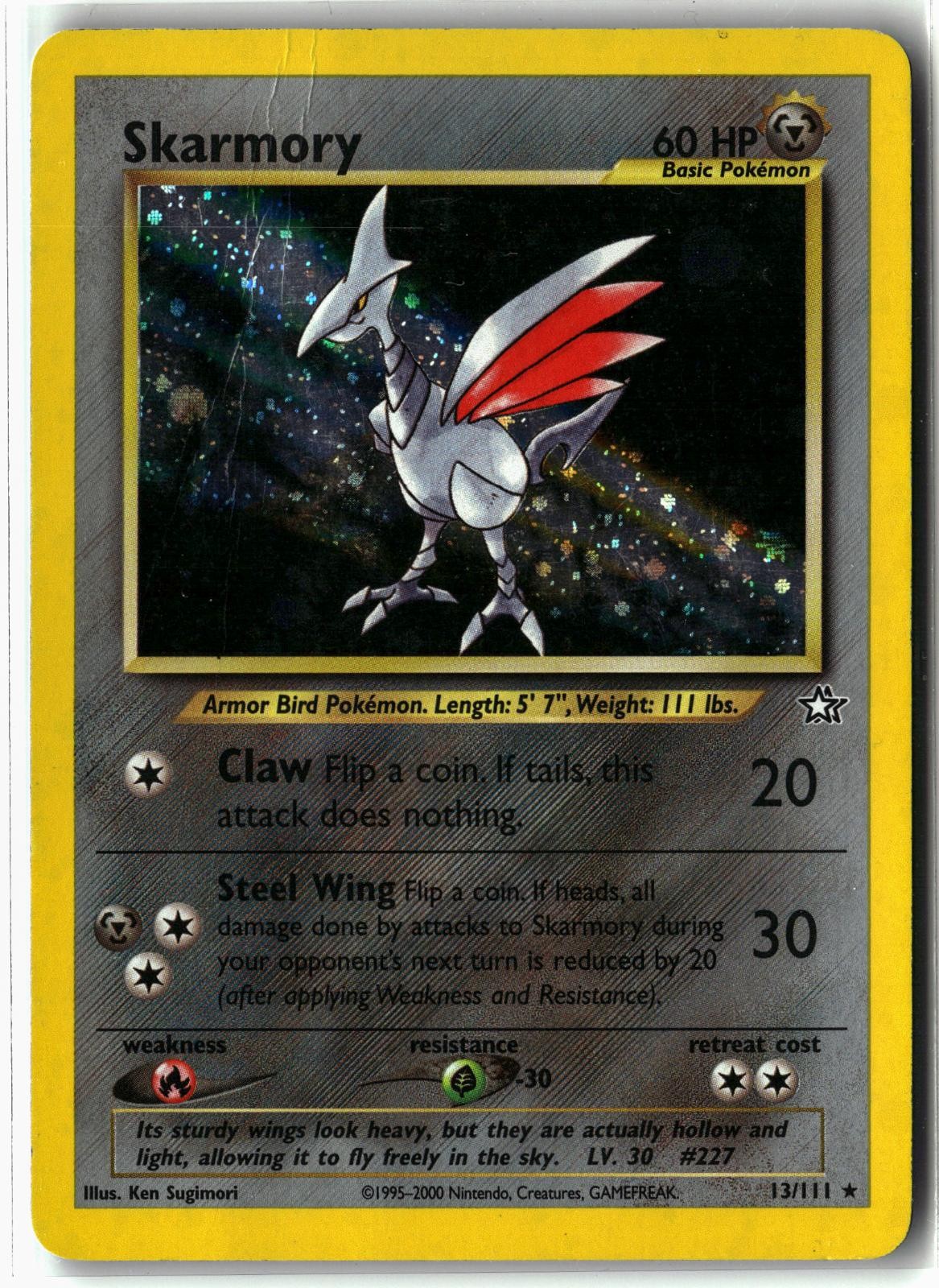 2000 Skarmory ⭐️ 13/111 Unlimited Holo Rare Neo Genesis Pokemon HP