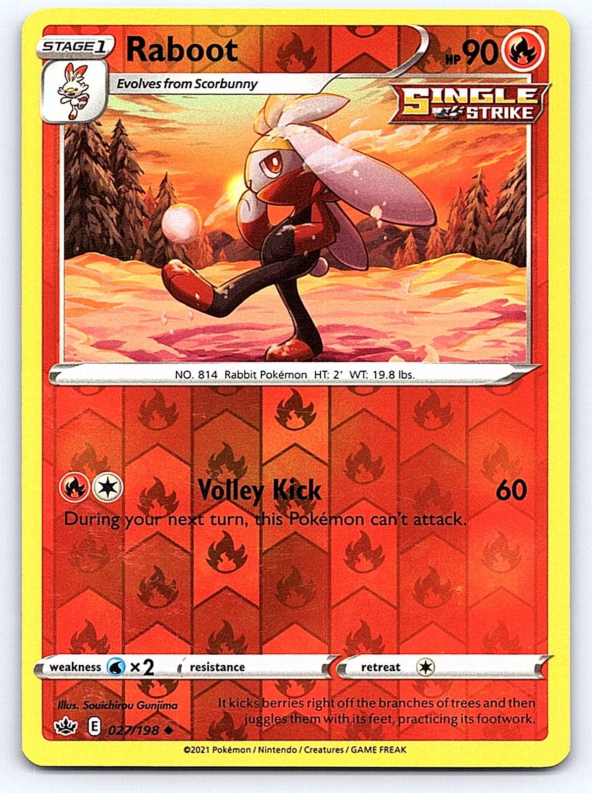 Raboot 027/198 Uncommon Chilling Reign Pokemon Reverse Holo Near Mint