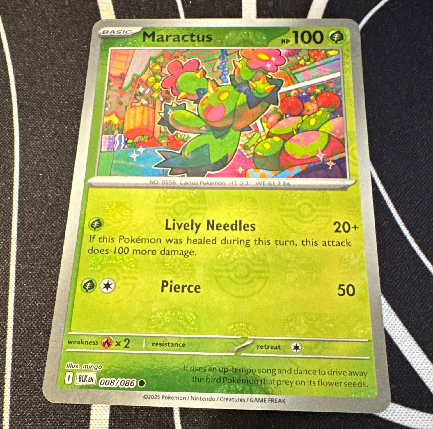Pokemon Maractus (Master Ball Pattern) 008/086. Black Bolt 2025