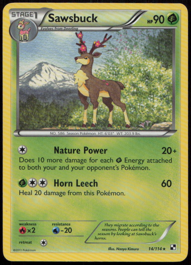 Sawsbuck 14/114 MP Black & White Rare Pokemon