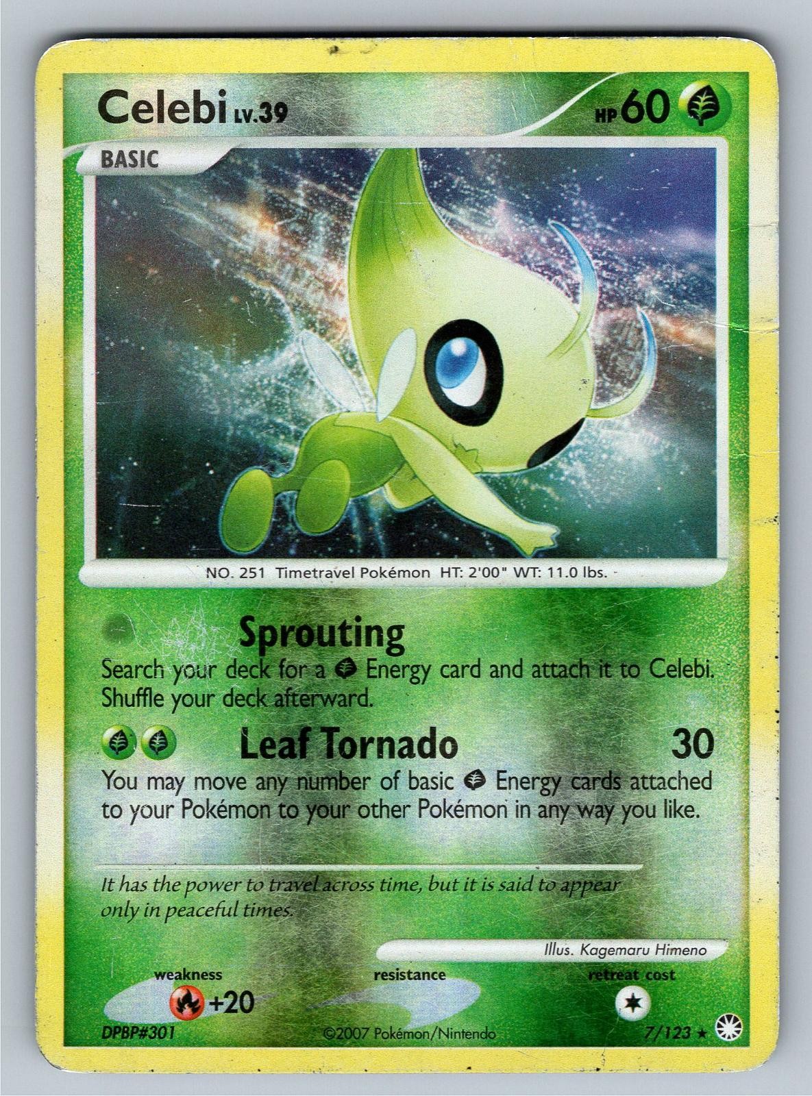 Celebi 7/123 Holo Rare Mysterious Treasures Pokemon Reverse Holo Heavily Played