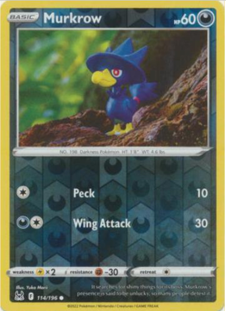 Murkrow 114/196 Reverse Holo Lost Origins NM/M New