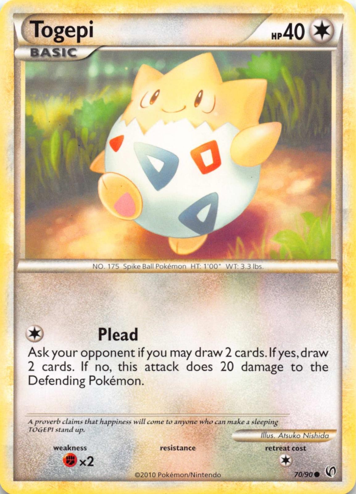 Togepi 70/90 Common HGSS Undaunted Pokemon Lightly Played