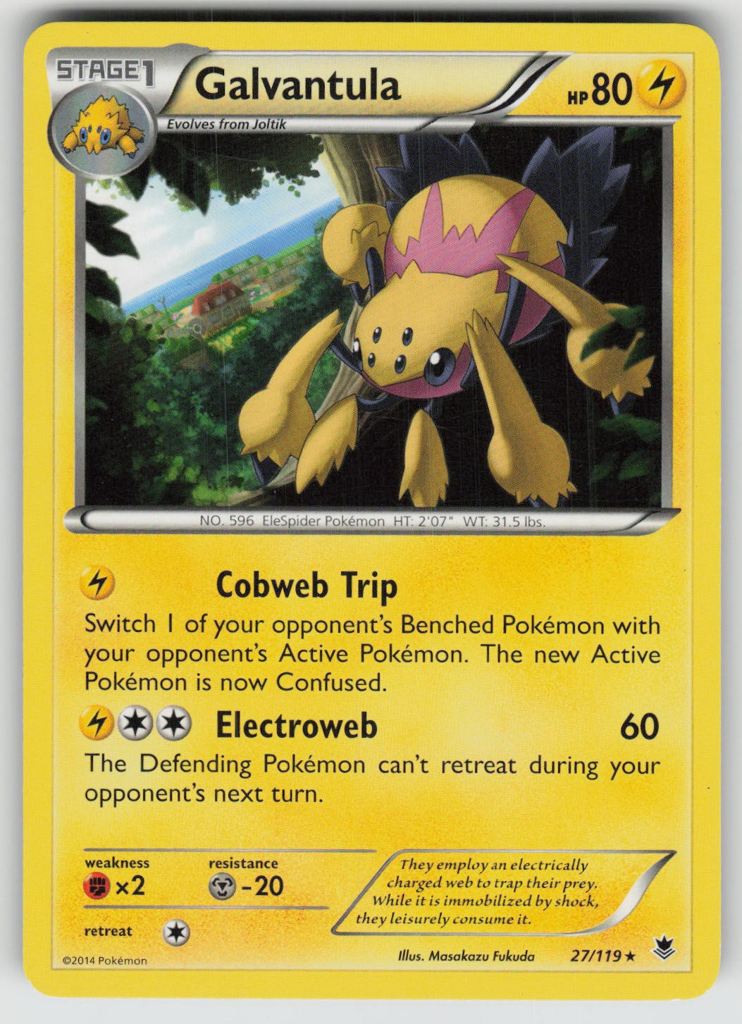 Galvantula 27/119 Rare Phantom Forces Pokemon Moderately Played