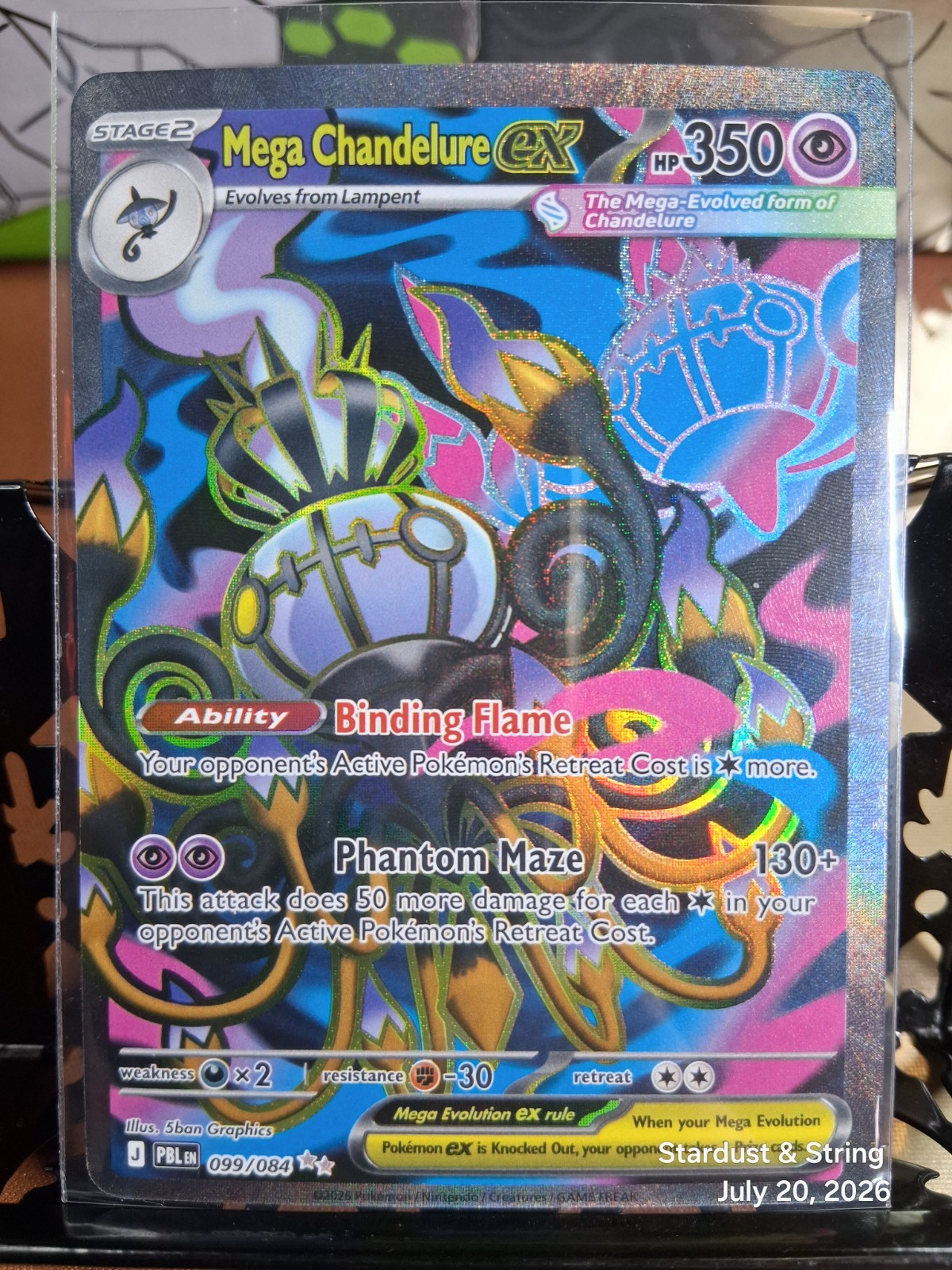 Pokemon Mega Chandelure ex 099/084 Ultra Rare Pitch Black Full Art Holo Card NM