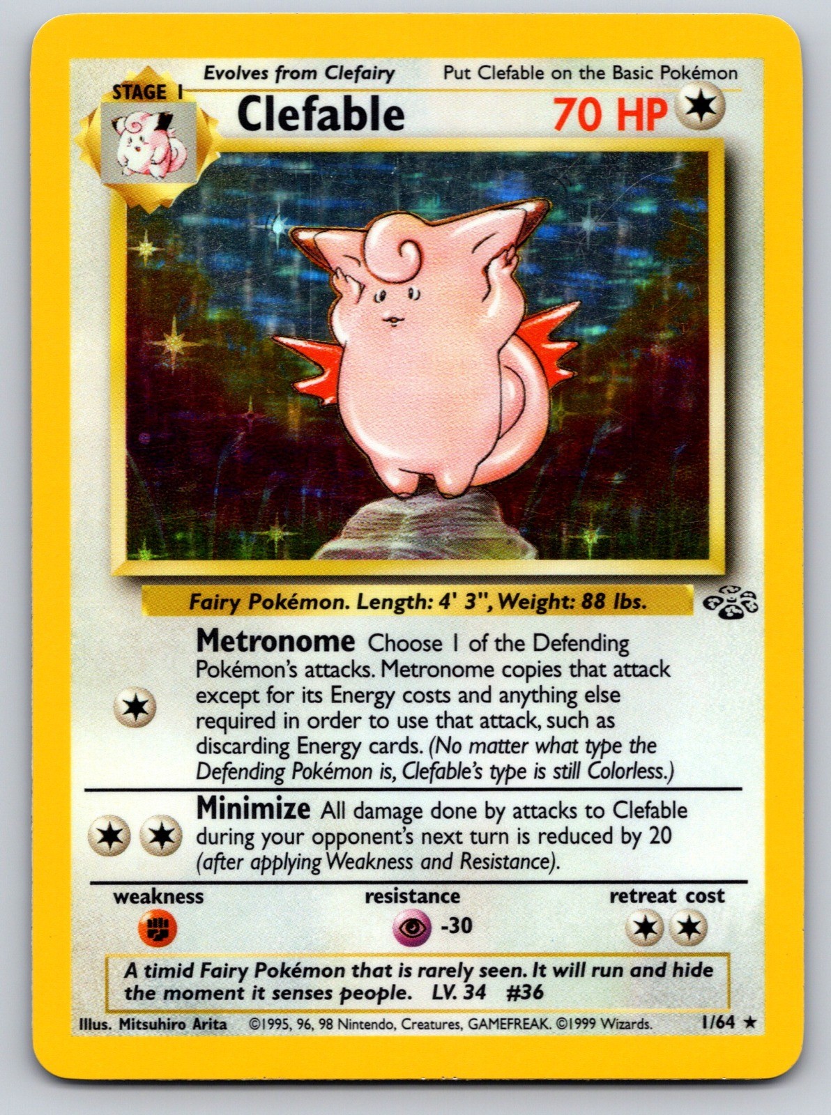 Clefable (1) Unlimited Holo Holo Rare Jungle 01/64 LP+ Pokemon Card TCG