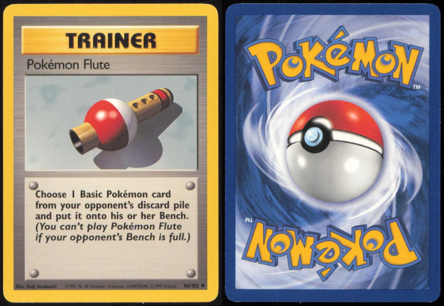 POKEMON FLUTE 86/102 UNCOMMON BASE SET UNLIMITED POKEMON NEAR MINT