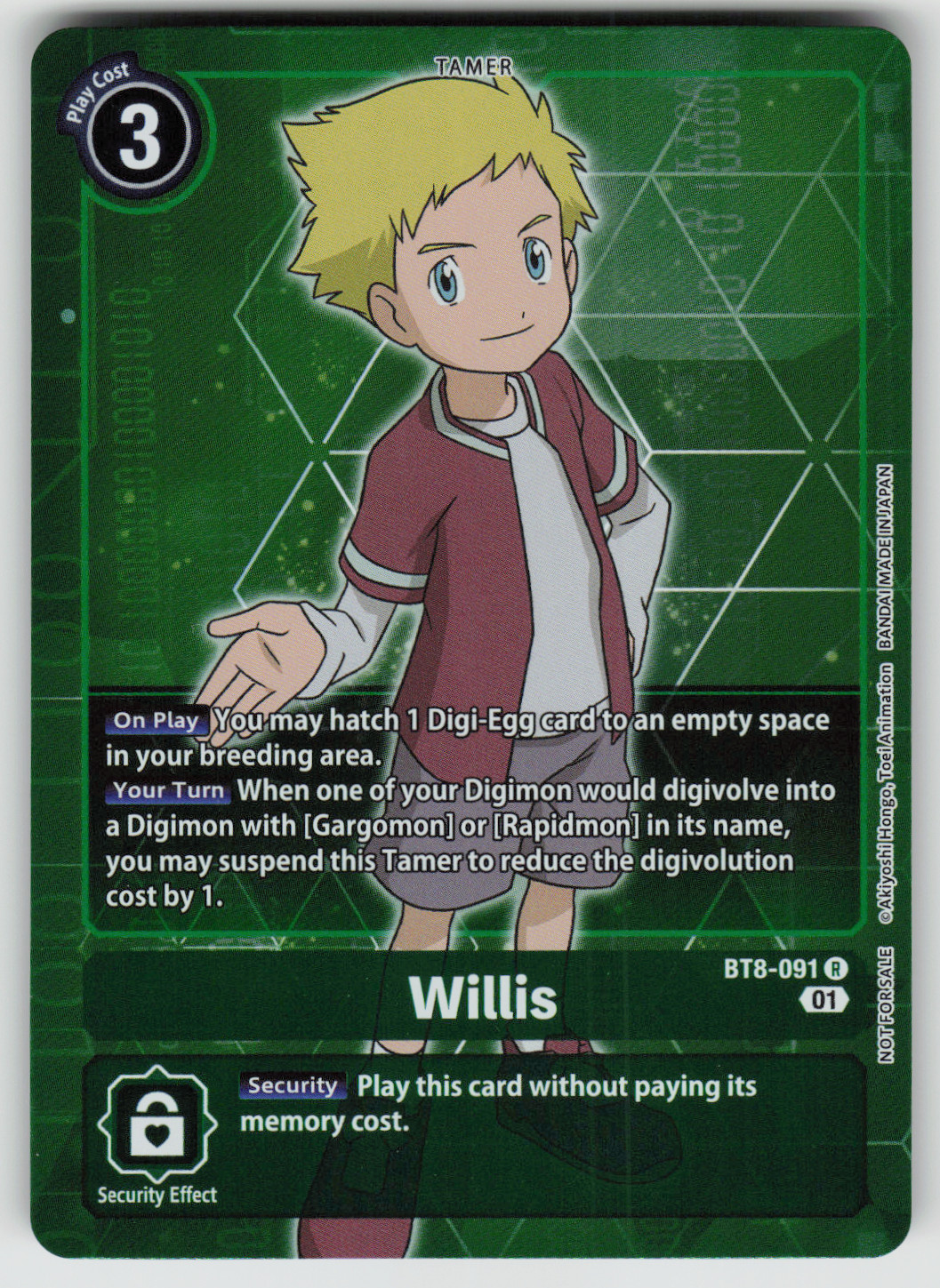 Willis (Box Topper) Foil Rare New Awakening BT8-091 R MP