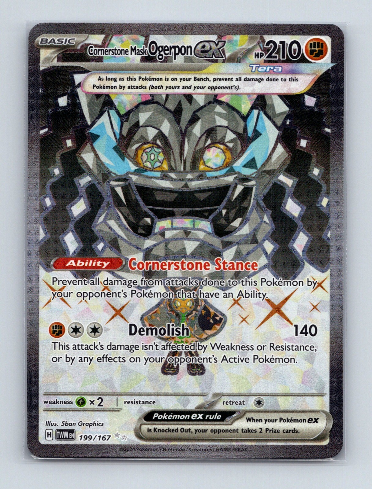 Cornerstone Mask Ogerpon ex Holo Ultra Rare SV06: Twilight Masquerade 199/167 NM