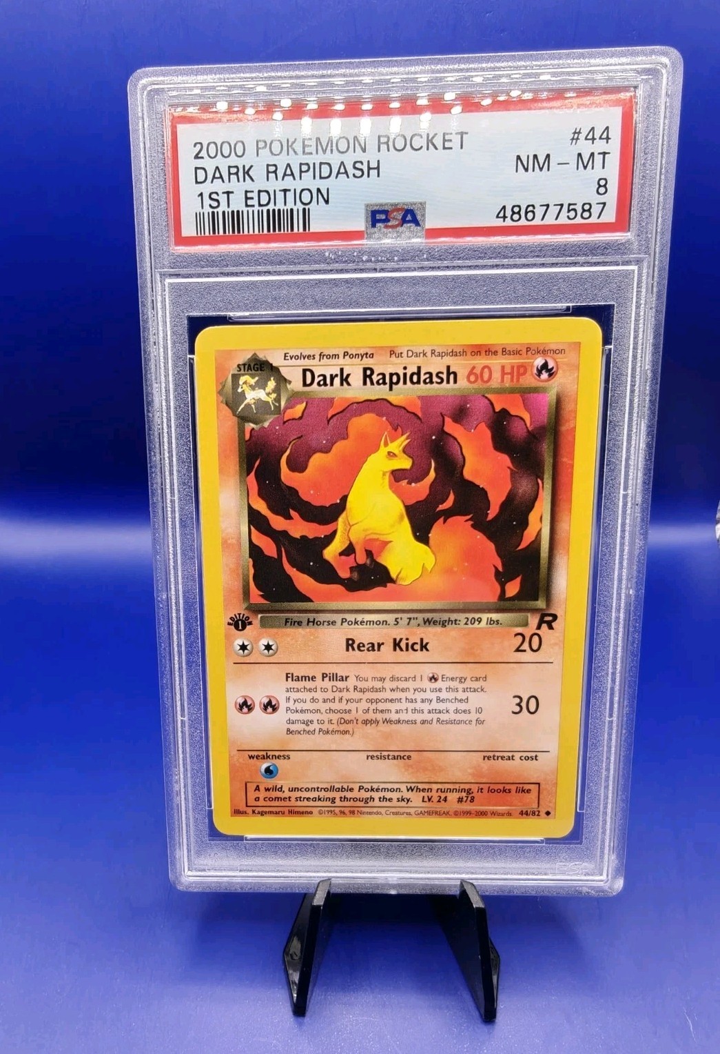 Dark Rapidash 44/82 1st Edition Team Rocket Pokemon Card TCG 2000 Graded PSA 8