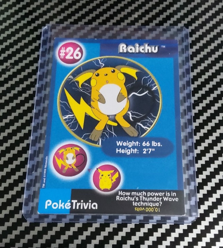 LP Raichu Non-Perforated #26 Pokémon Burger King PokeTrivia Original 1999