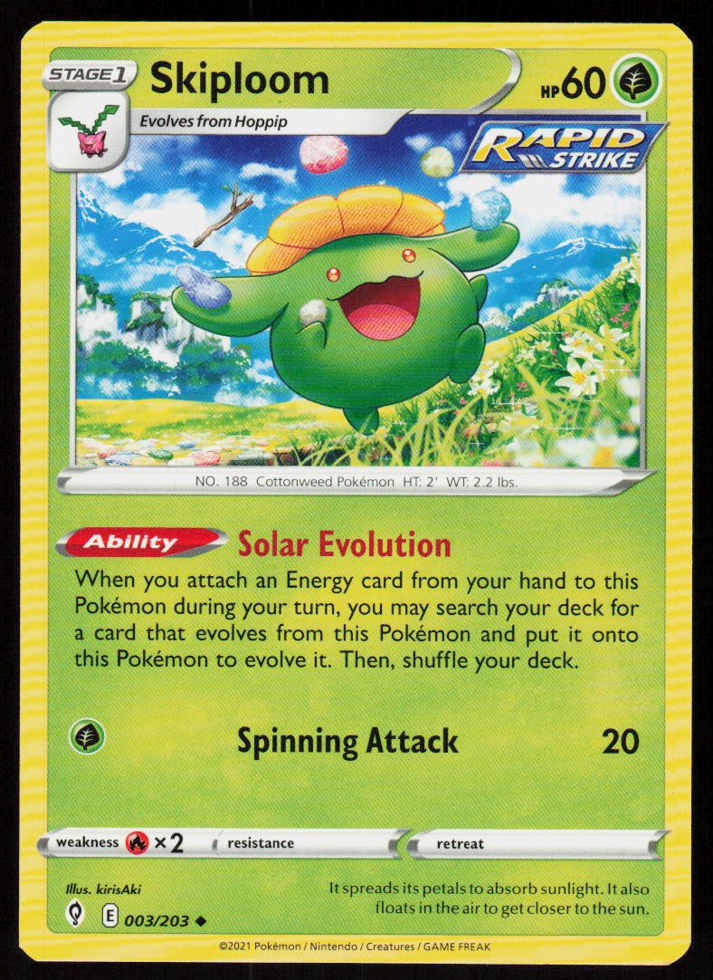Skiploom 003/203 Uncommon Evolving Skies Pokemon Near Mint