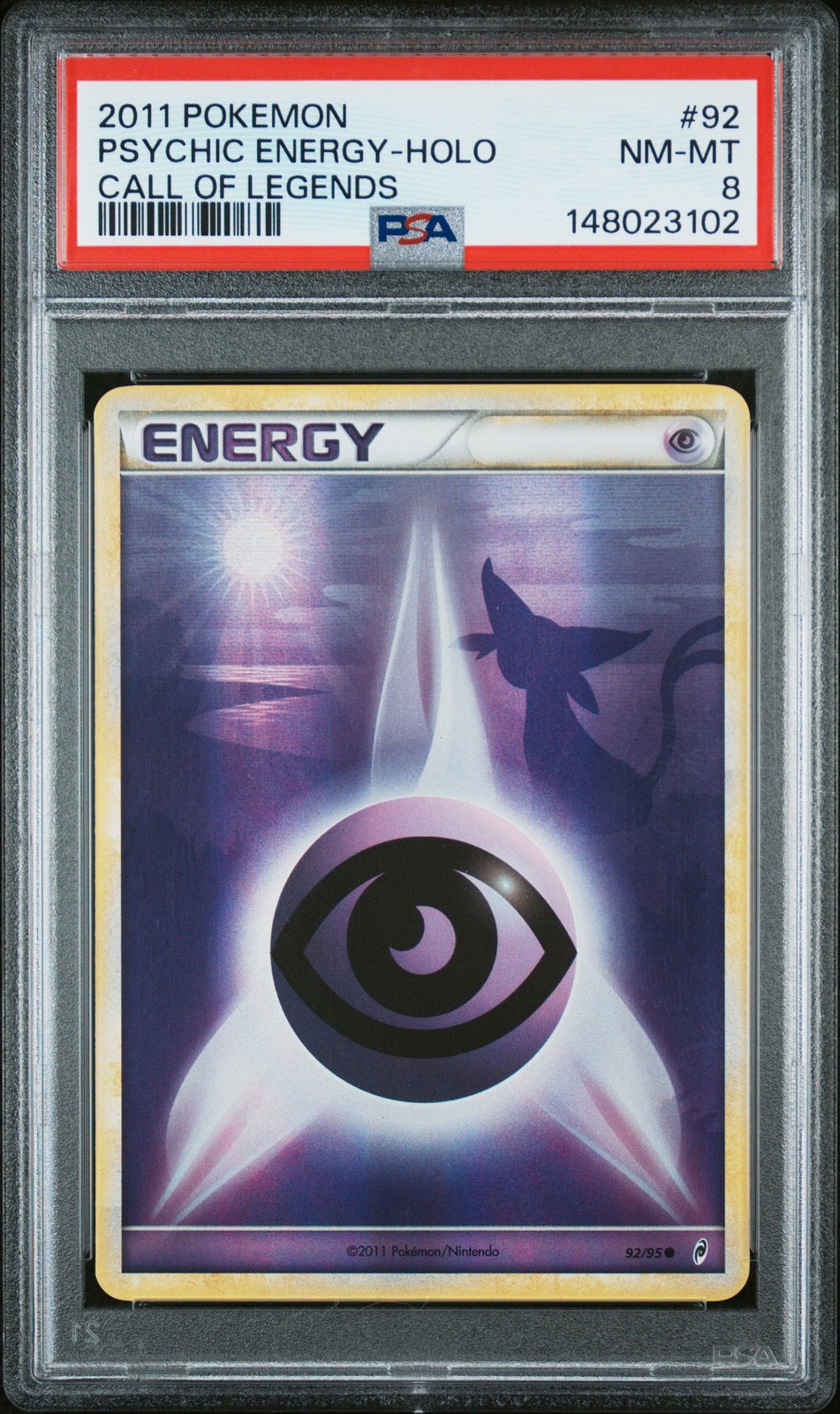 2011 POKEMON CALL OF LEGENDS #92 PSYCHIC ENERGY-HOLO PSA 8
