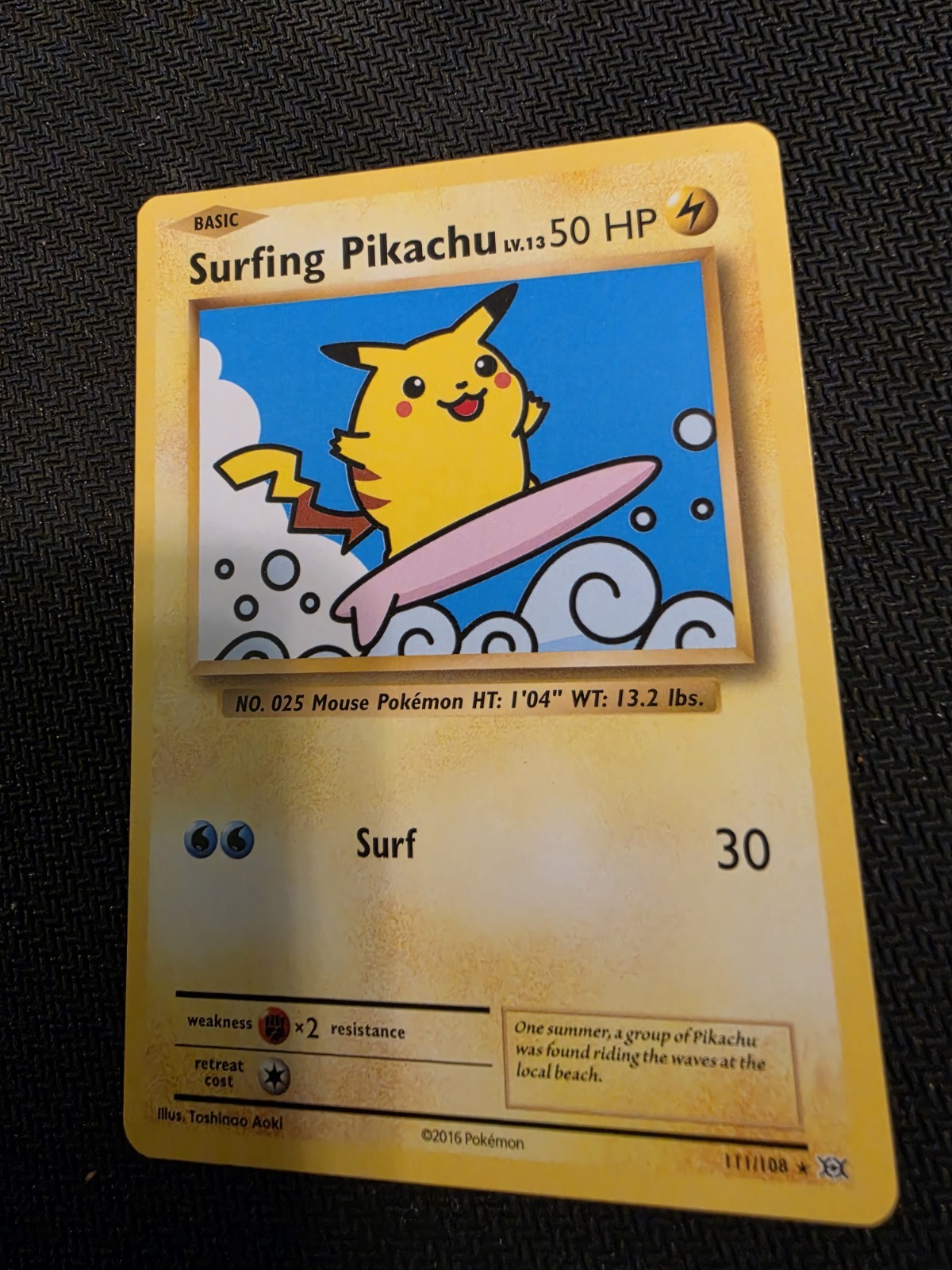 Pokémon Surfing Pikachu XY Evolutions Secret Rare