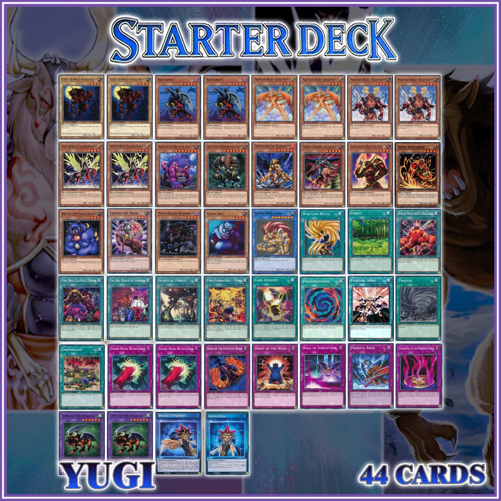 YUGI PHANTOM BEAST STARTER DECK 44 | Chimera Fusion Poly Duelist Kingdom YuGiOh
