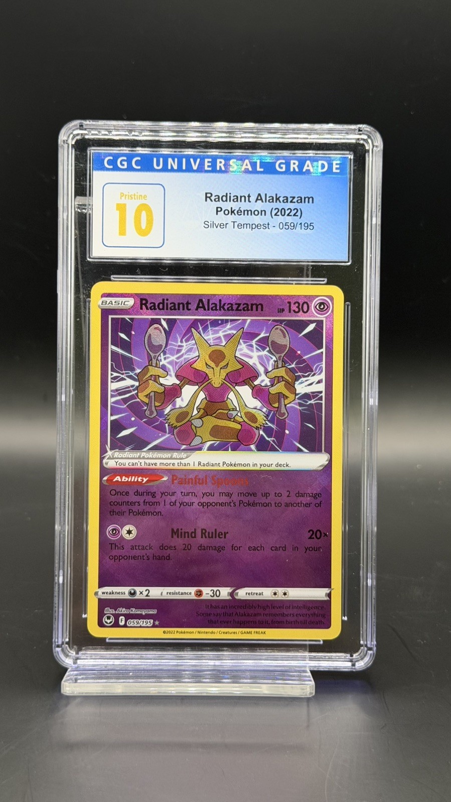 Pokémon Radiant Alakazam Silver Tempest 059/195 CGC Pristine 10