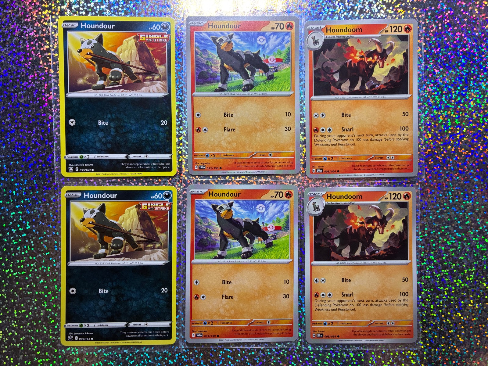 Pokemon TCG Regular: 008/064 Houndoom; 033/198 & 095/163 Houndour