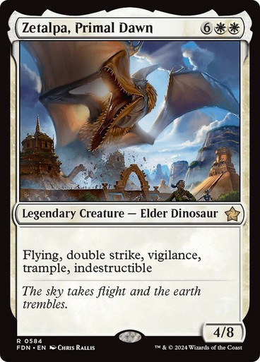 Zetalpa, Primal Dawn NM Legendary RARE MTG Foundations White Dinosaur Regular