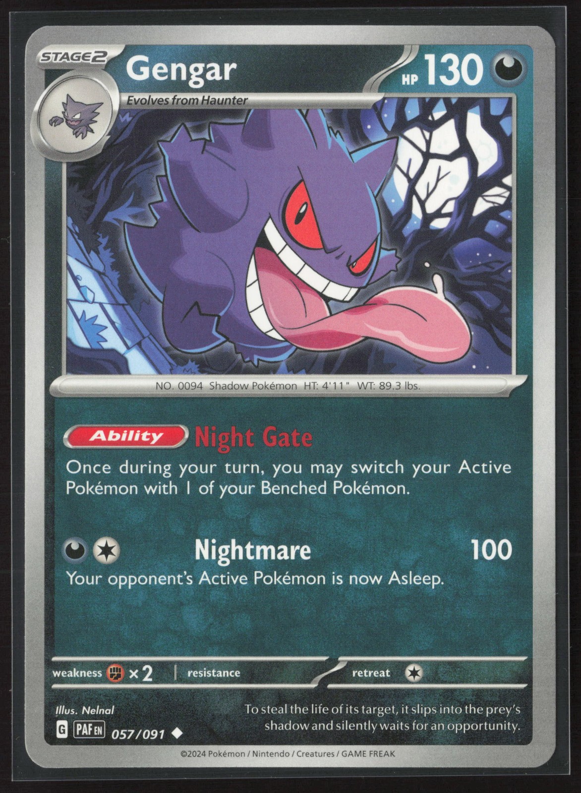 Gengar Uncommon SV: Paldean Fates 057/091 NM Pokemon Card