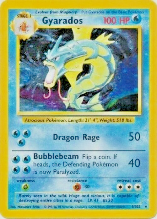 Pokémon TCG – Gyarados 6/102 – Holo Unlimited – Base Set Unlimited [Light Play]