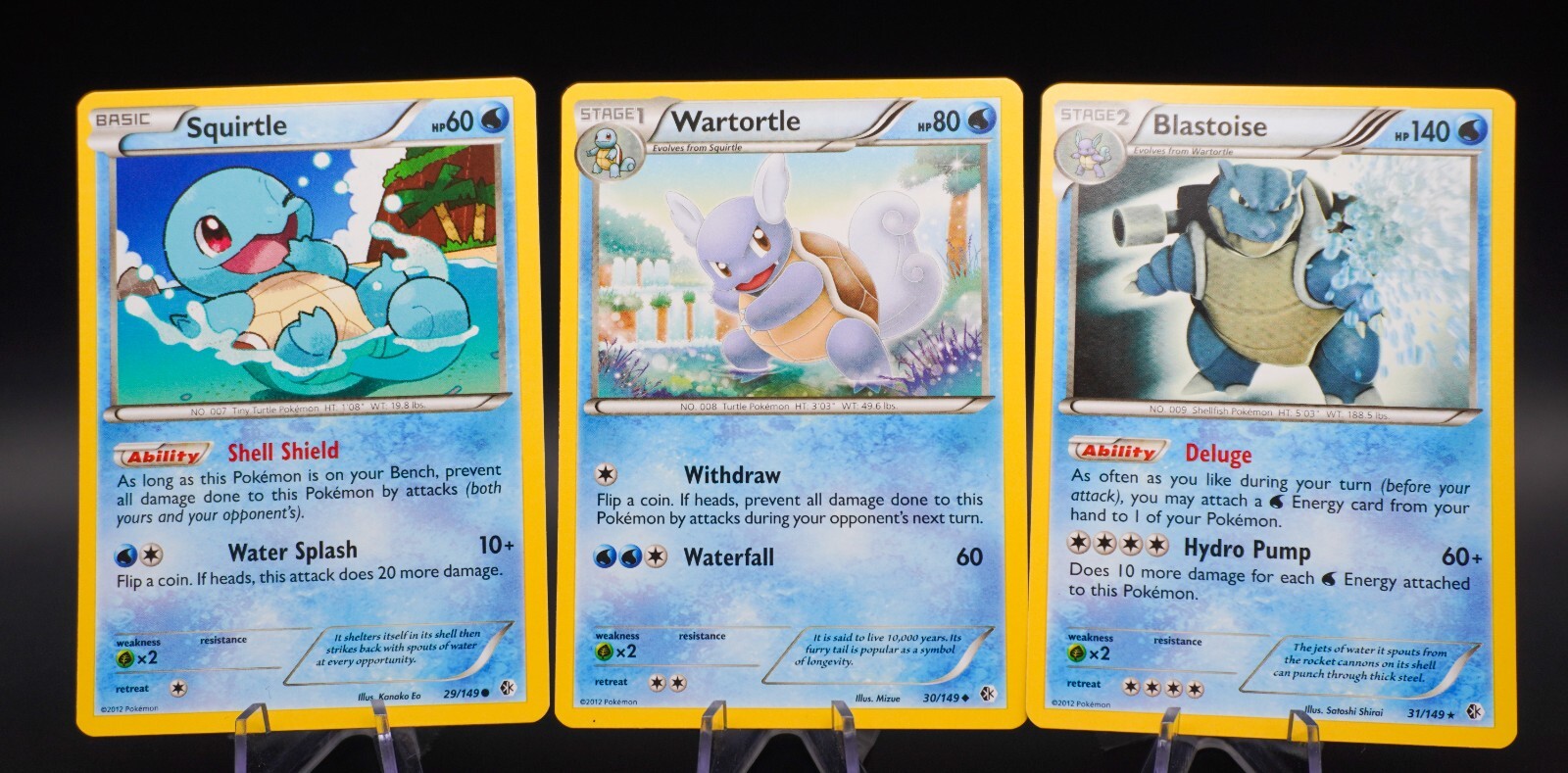 Squirtle 29/149 Wartotle 30/149 Blastoise 31/149 3 Card Set Starter Pokemon TCG