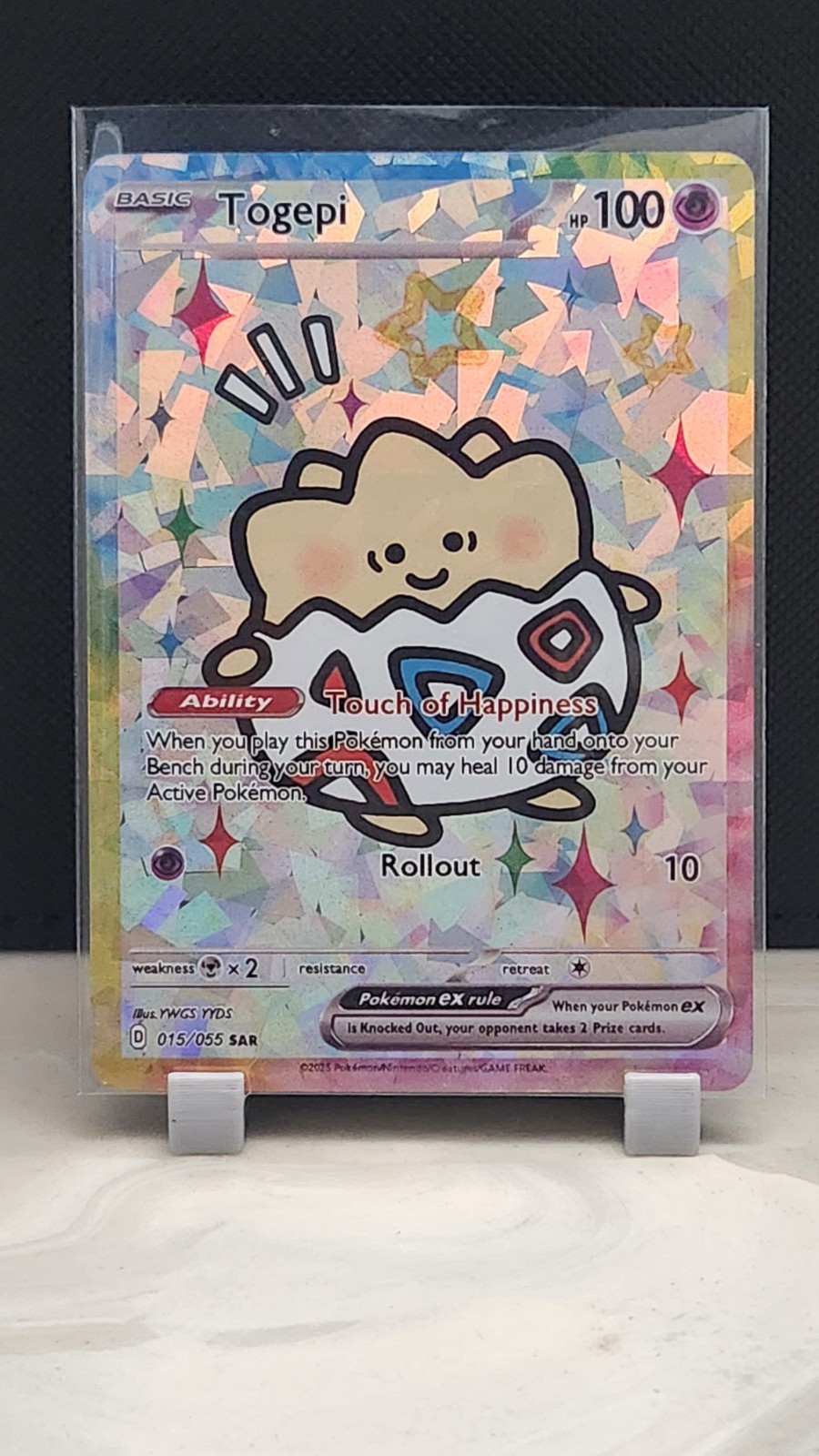 Pokemon Cracked Ice Holo Rainbow Boarder Cute Anime Togepi Card