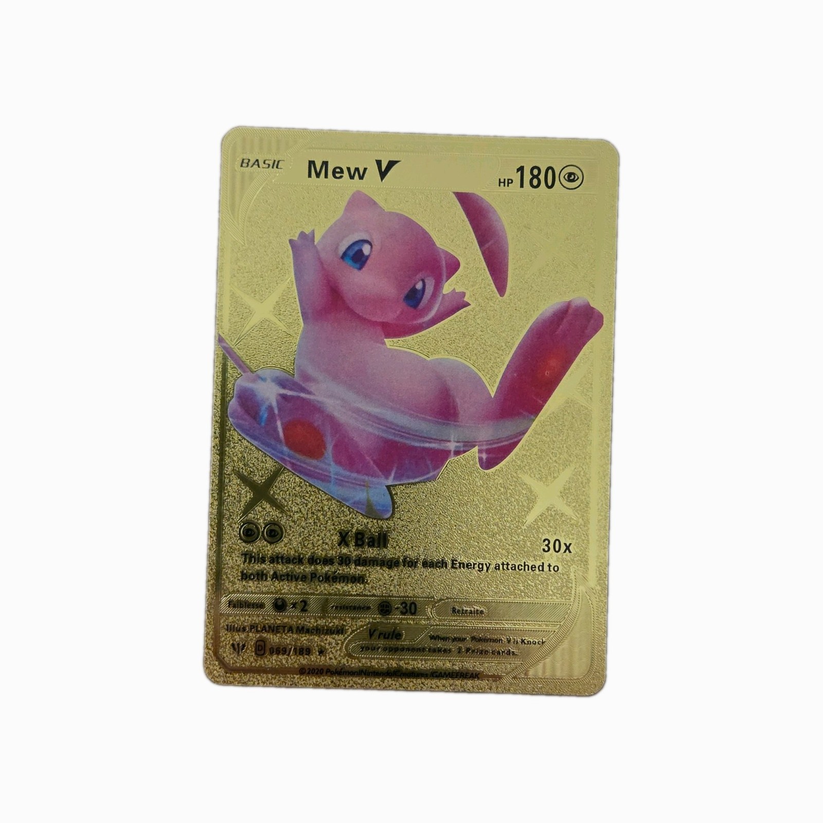 2020 POKEMON MEW V X BALL GOLD CARD #069/189