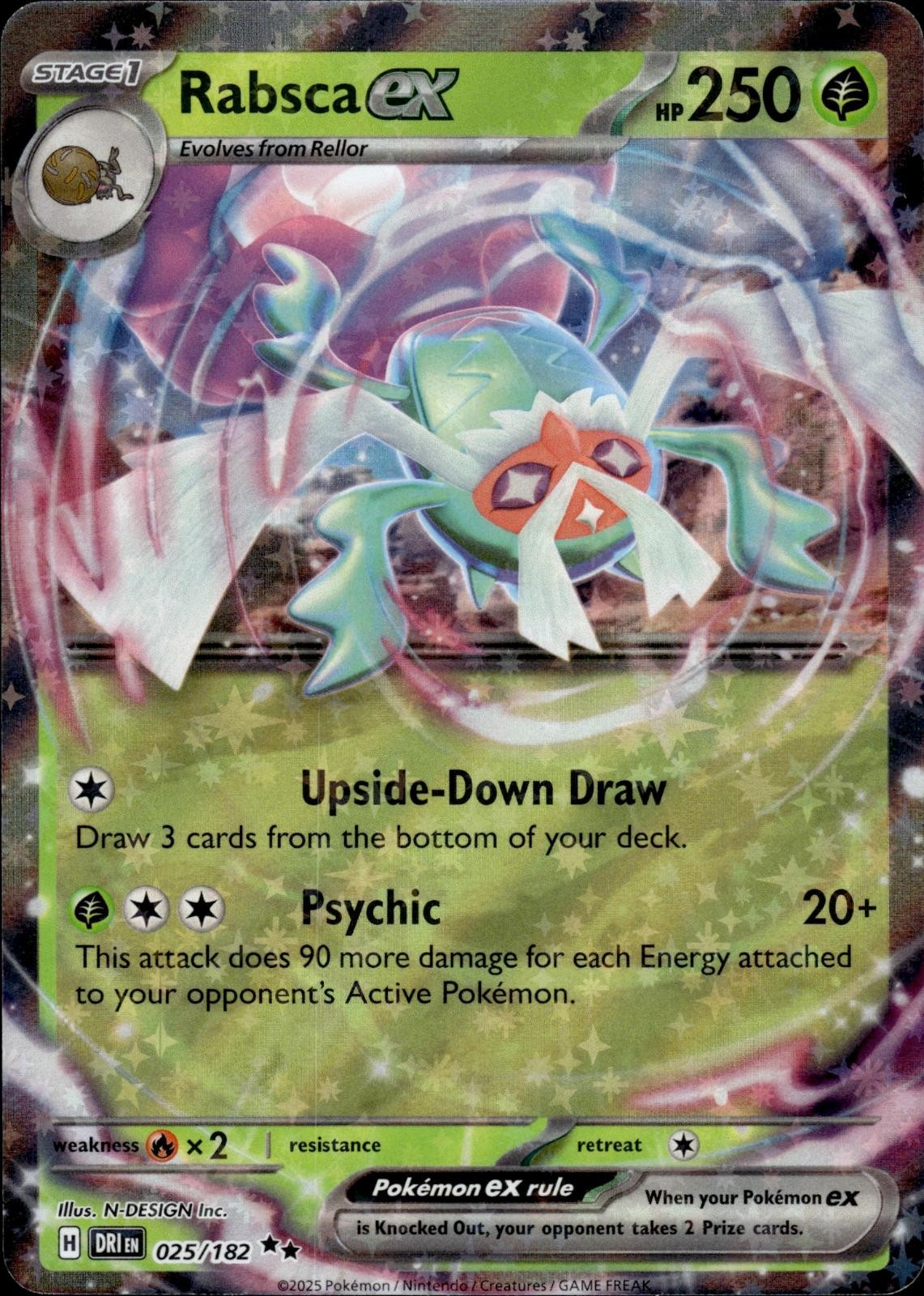 Rabsca ex 025/182 HOLO Destined Rivals Double Rare NM N-DESIGN Inc. Pokemon