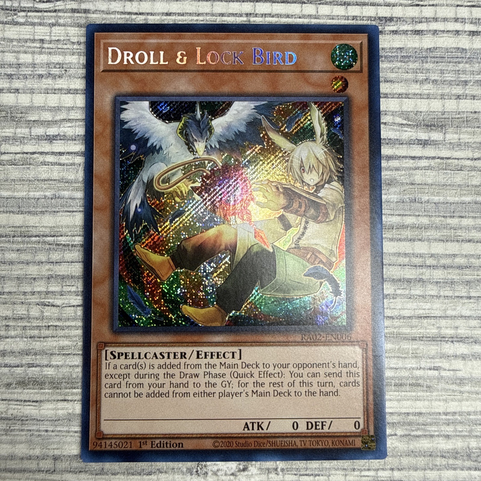 Yu-Gi-Oh! TCG Droll & Lock Bird RA02-EN006 Secret Rare – NM/M – 1st Ed.