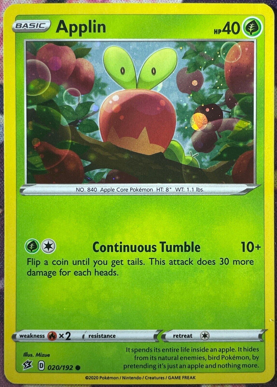 Pokemon – Applin – Cosmos Holo – 020/192 – Rebel Clash – NM/M