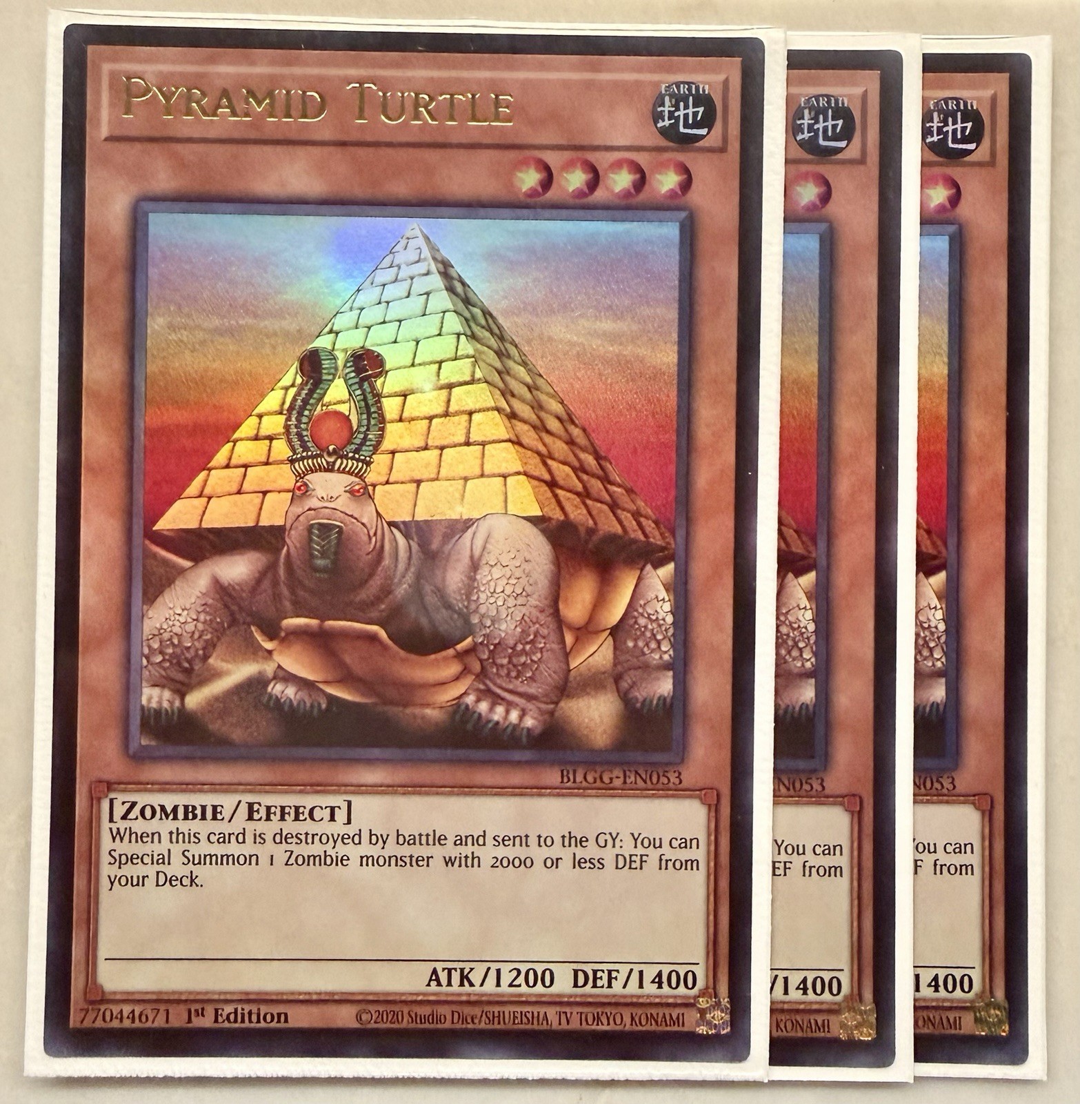 Yugioh! 3x Pyramid Turtle BLGG-EN053 Ultra Rare 1st Ed NM