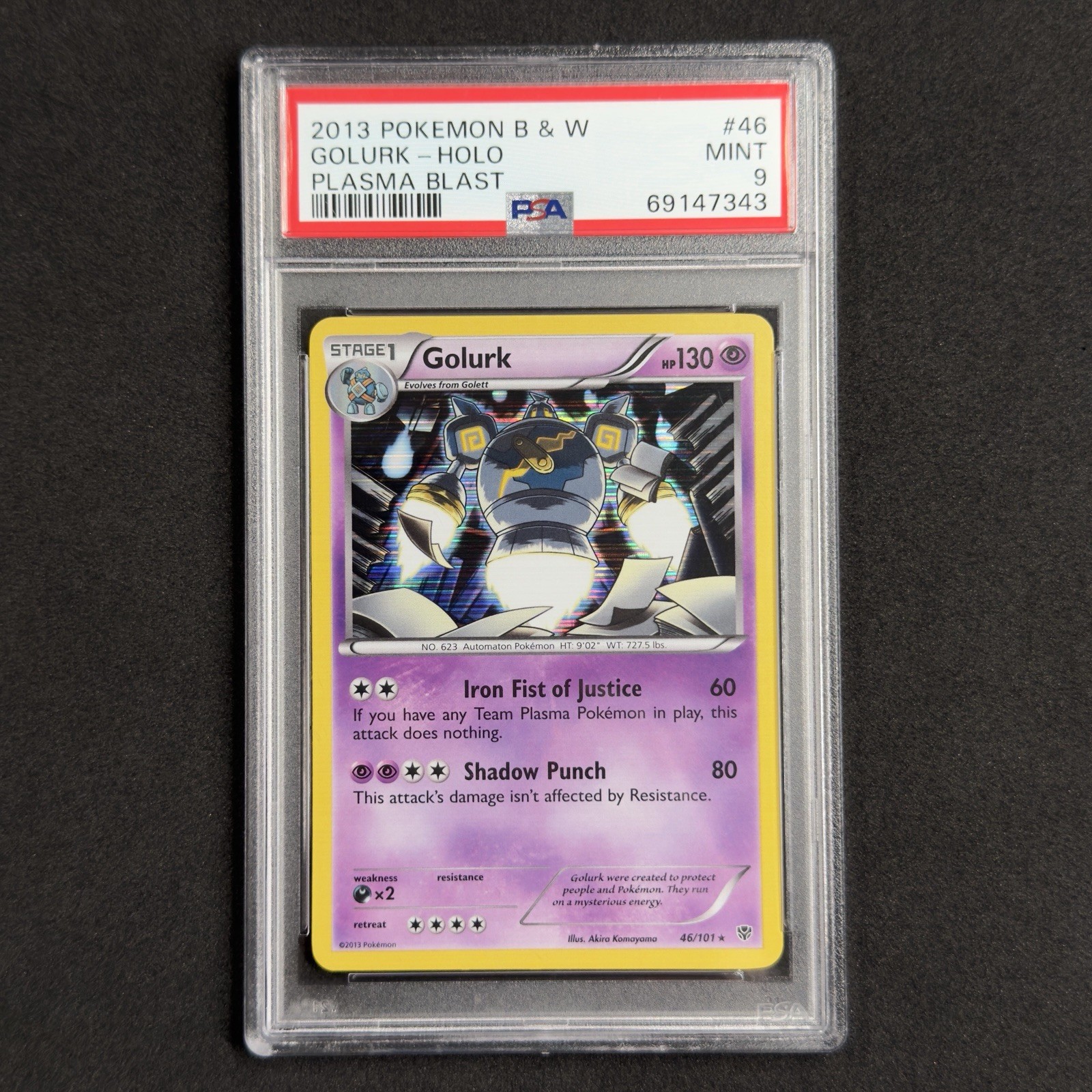 Golurk 46/101 Holo Plasma Blast Black & White 2013 Pokemon 1 OF 9 Low Pop! PSA 9