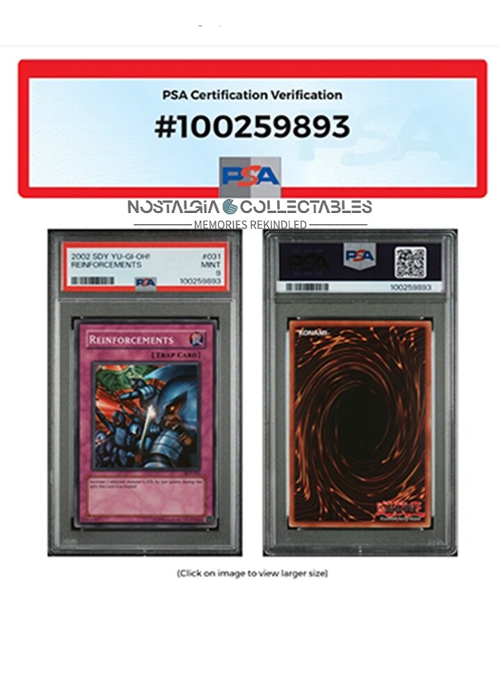 !Yu-Gi-Oh! – 2002 – SDY REINFORCEMENTS – MINT PSA graded Pop 1, NONE higher