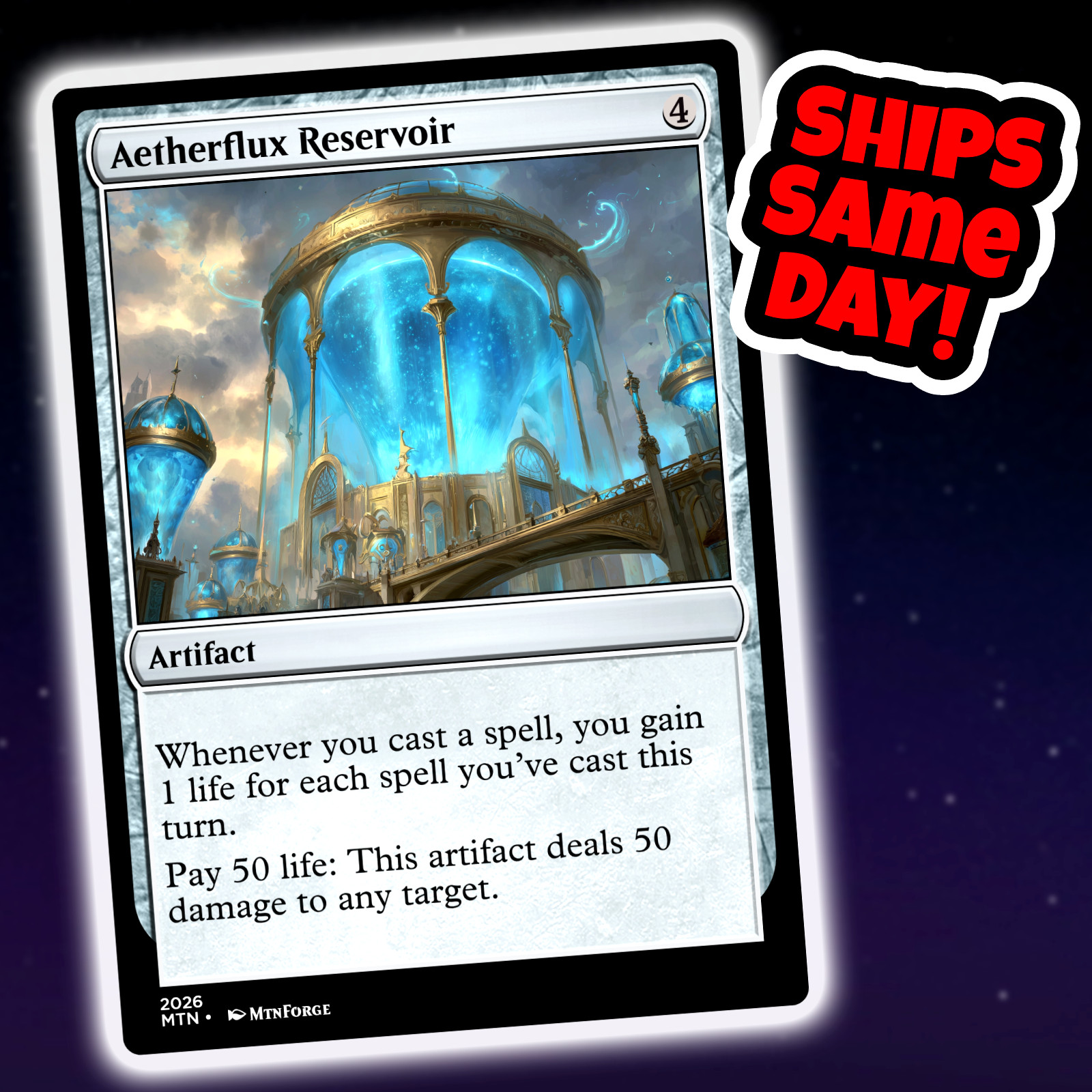 Aetherflux Reservoir – Custom Art Magic: The Gathering Playtest Card