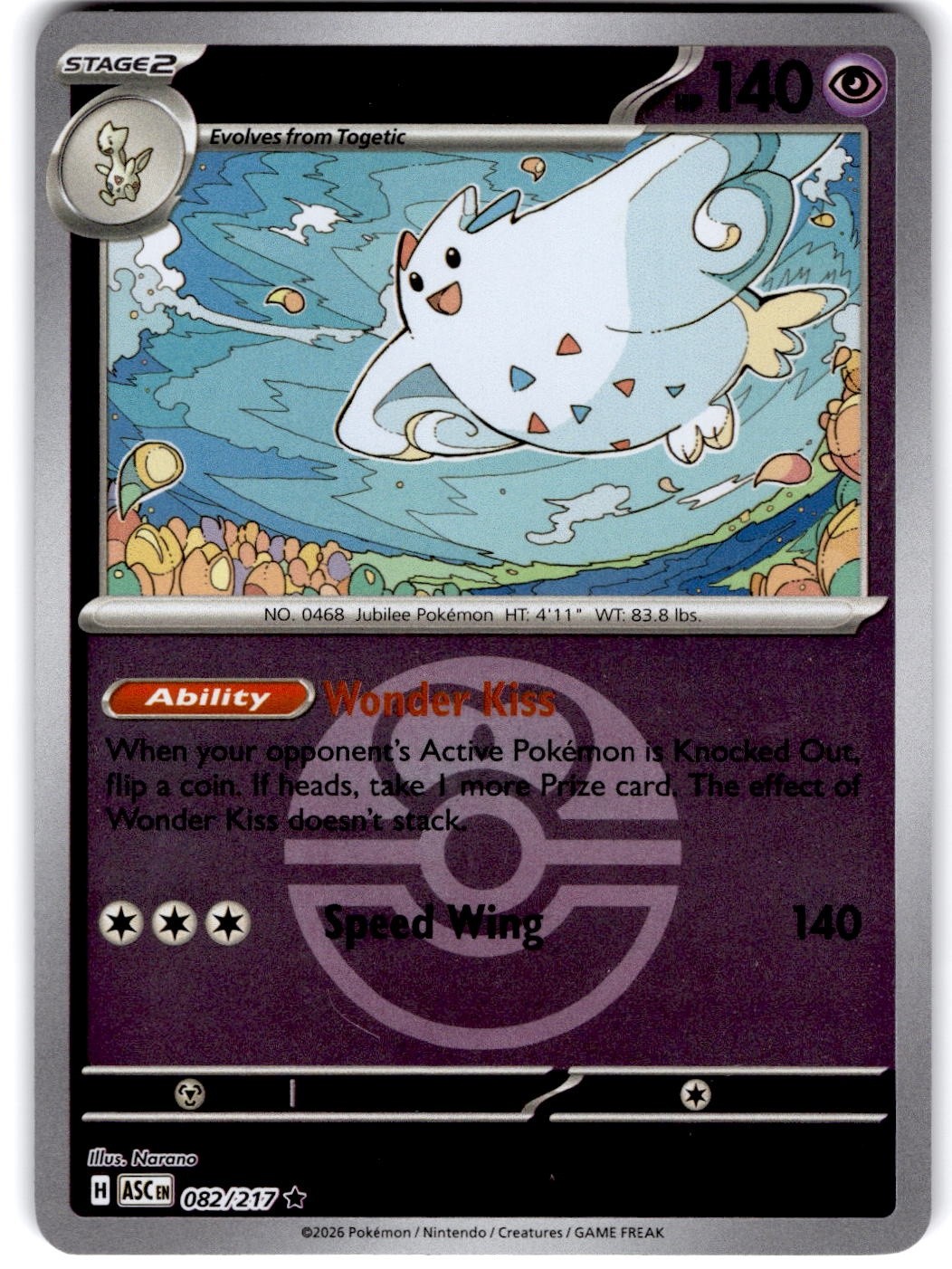 Pokemon Togekiss ASC 82/217 Pokeball Holo Near Mint English