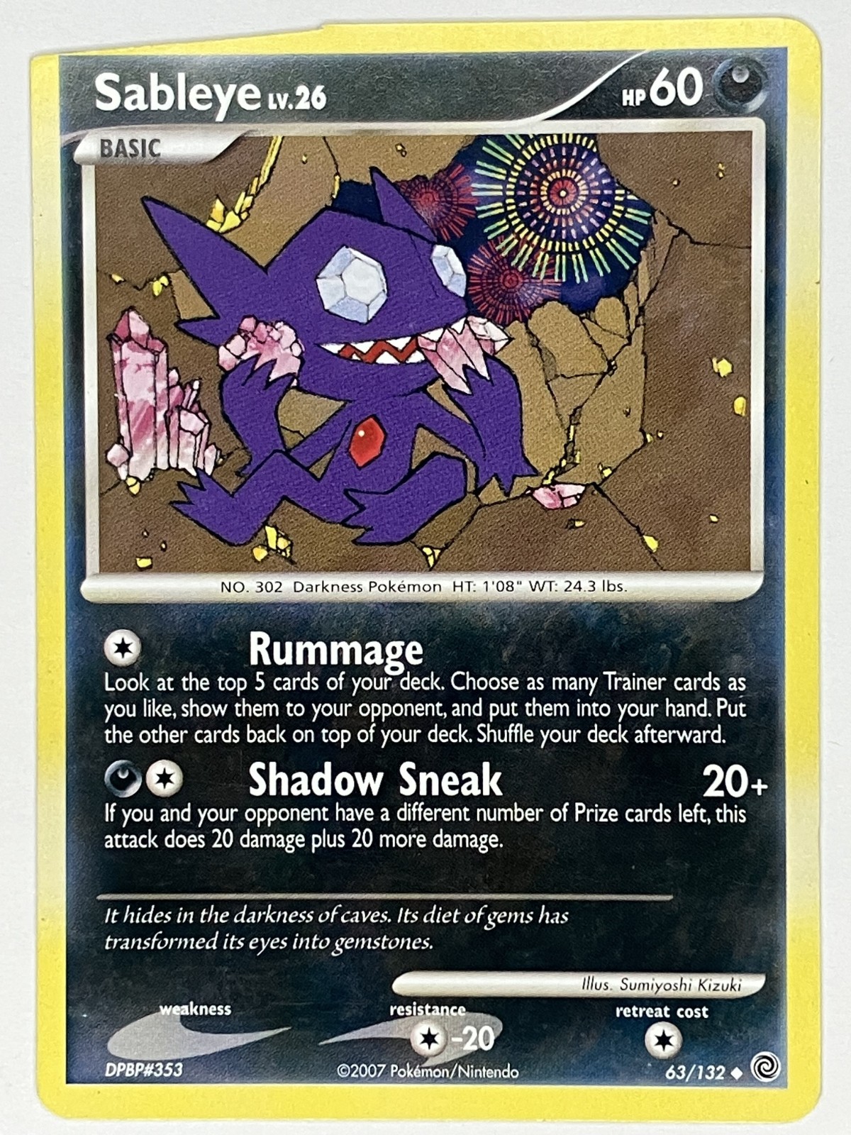 Sableye MP 63/132 Miscut? or Just Cut? Secret Wonders Pokemon TCG Regular