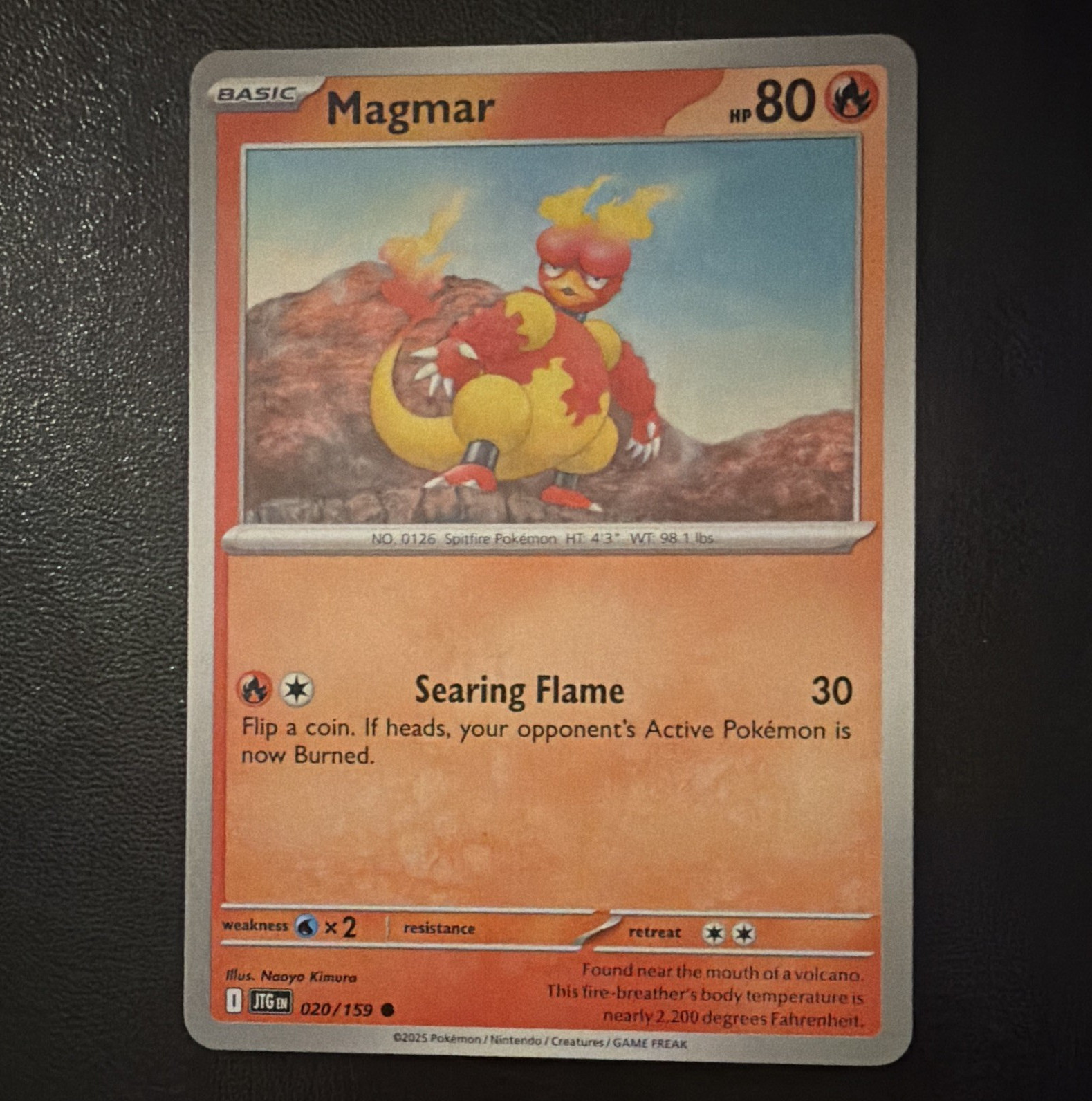 Pokemon Magmar 020/159 Sv09 Journey Together Rev Holo Common Eng 80 HP