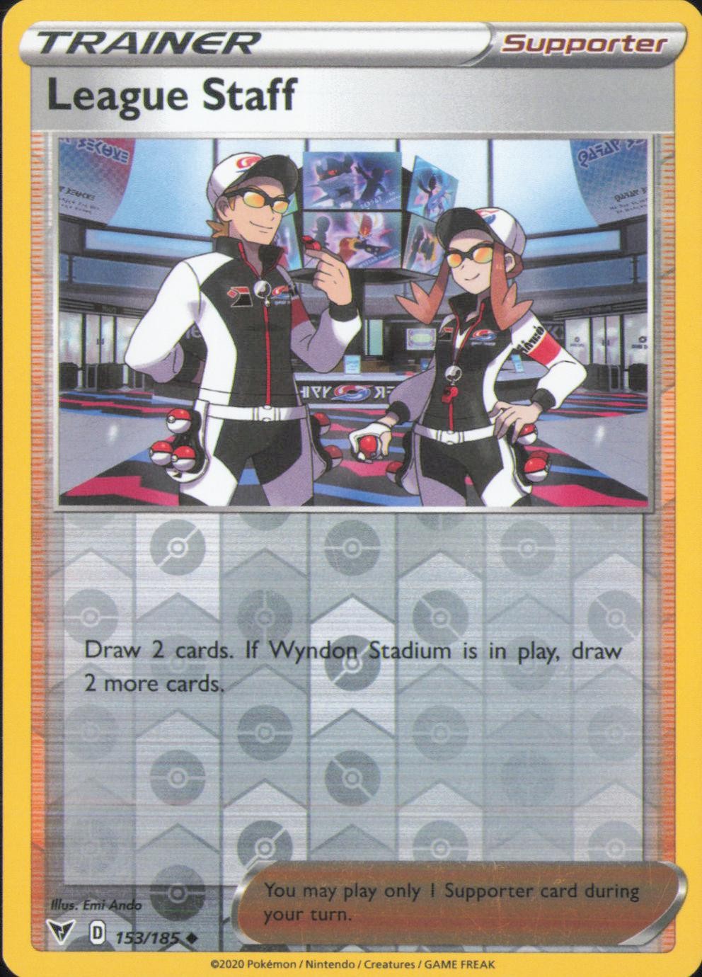 League Staff 153/185 Uncommon Vivid Voltage Pokemon Reverse Holo LP